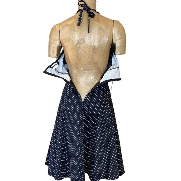 Mariposa Pin-Up Retro Halter Dress Polka Dot Tulle Slip 1/2 Black & White #291A - Picture 6 of 10